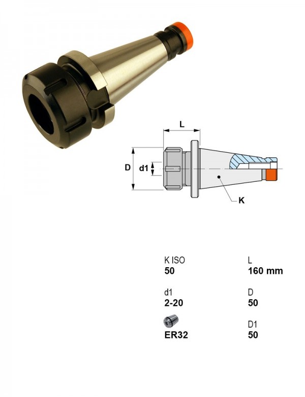 Патрон цанговый DIN 6499 DIN 2080 / K ISO 50 ER32