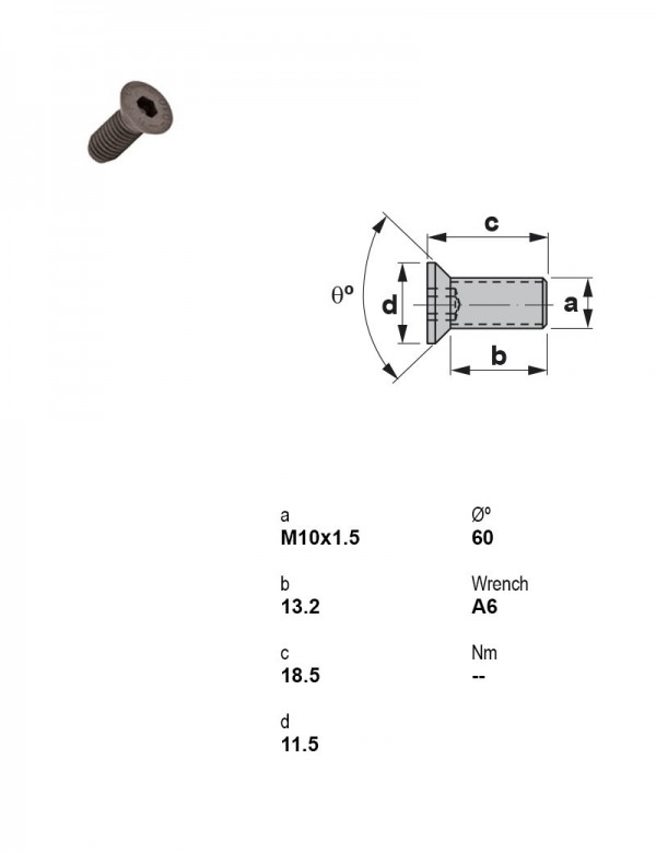 Винт под шестигранник M10×1,5 1059
