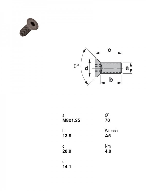 Винт под шестигранник M8×1.25