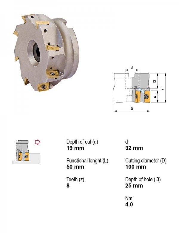 Фреза сборная Ø100 мм, 8 зуб., хвостовик Ø32 мм