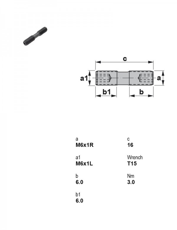 Винт прижимной M6×1, правый 1266