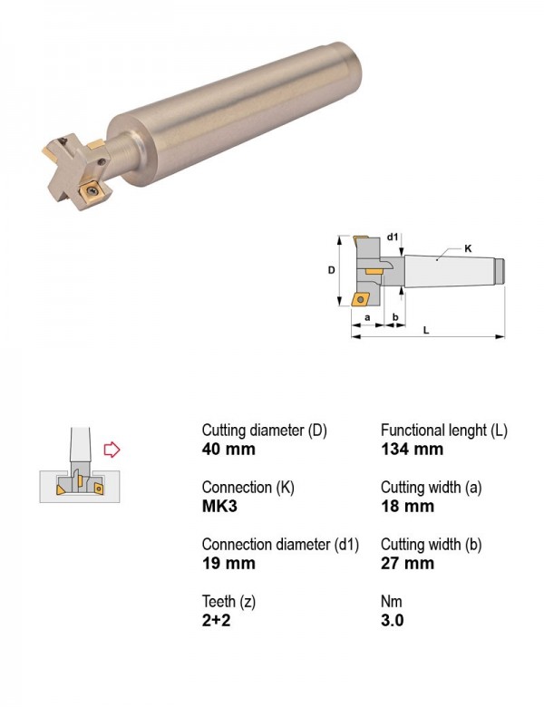 Фреза сборная Ø40 мм, 2+2 зуб., хвостовик MK3