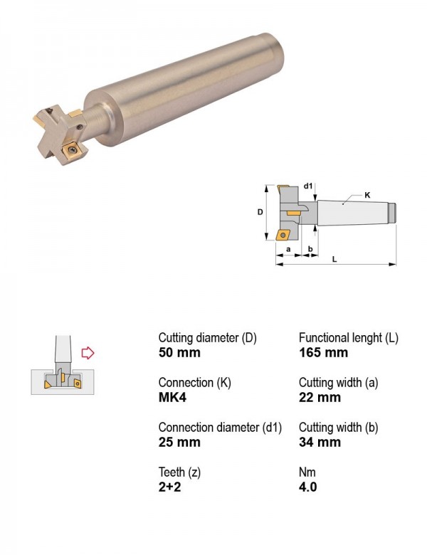 Фреза сборная Ø50 мм, 2+2 зуб., хвостовик MK4
