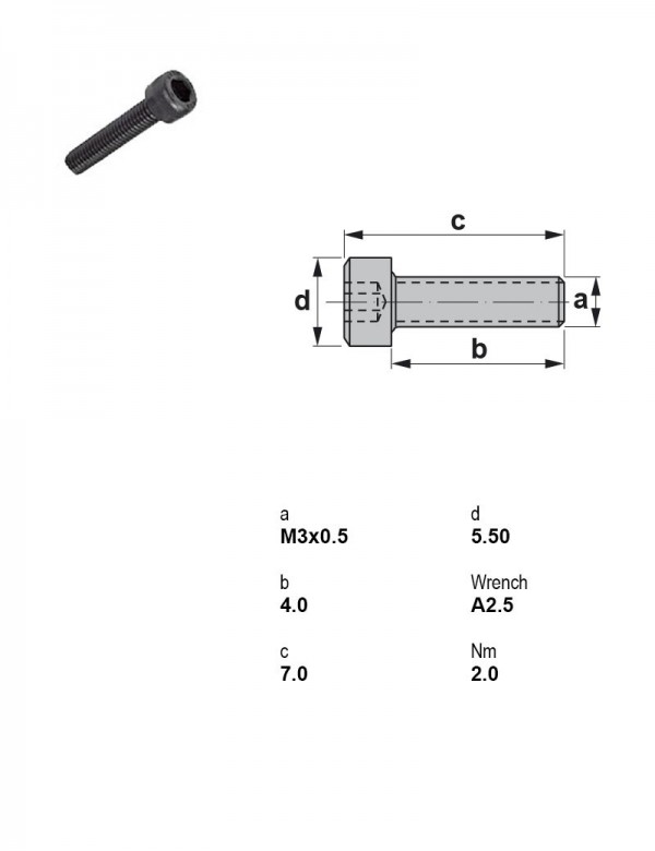 Винт под шестигранник M3×0,5 1393