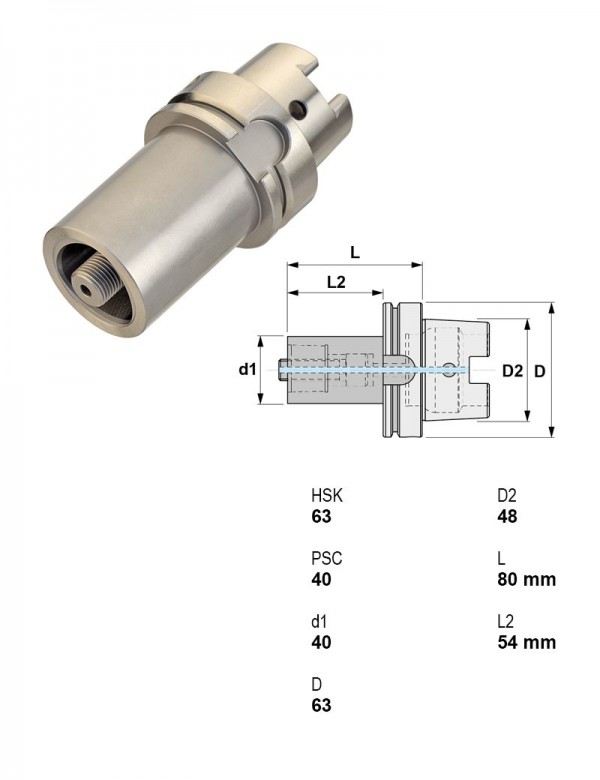 Удлинитель-переходник PSC HSK-A63 Ø40