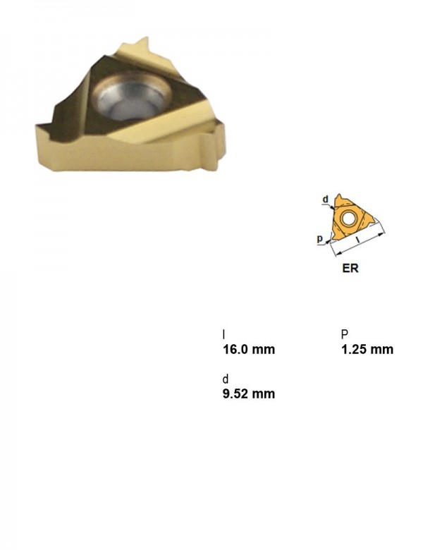 Пластина резьбовая, треугольная 60°, IC 9,52 мм, сплав TIN25