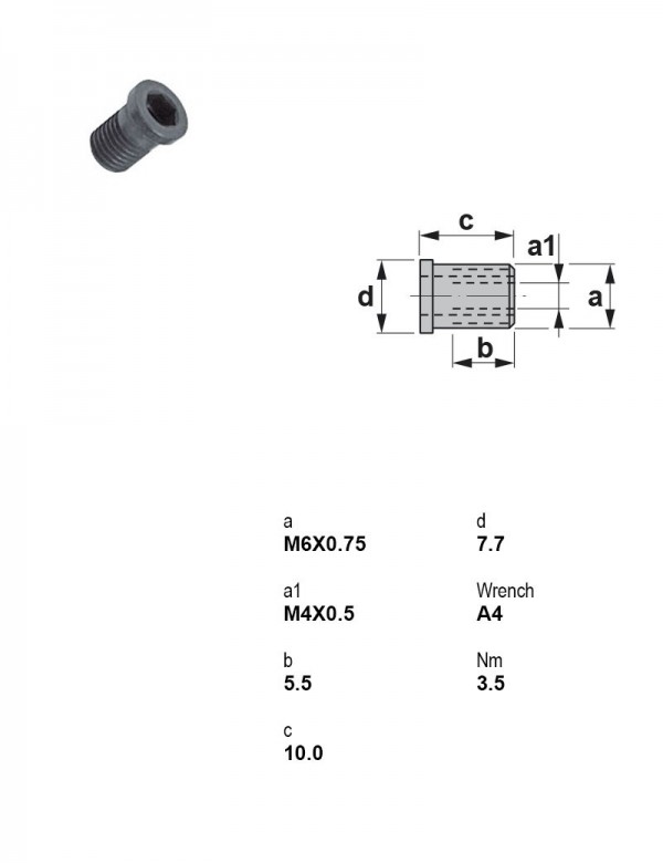 Винт под шестигранник M6×0,75 1760