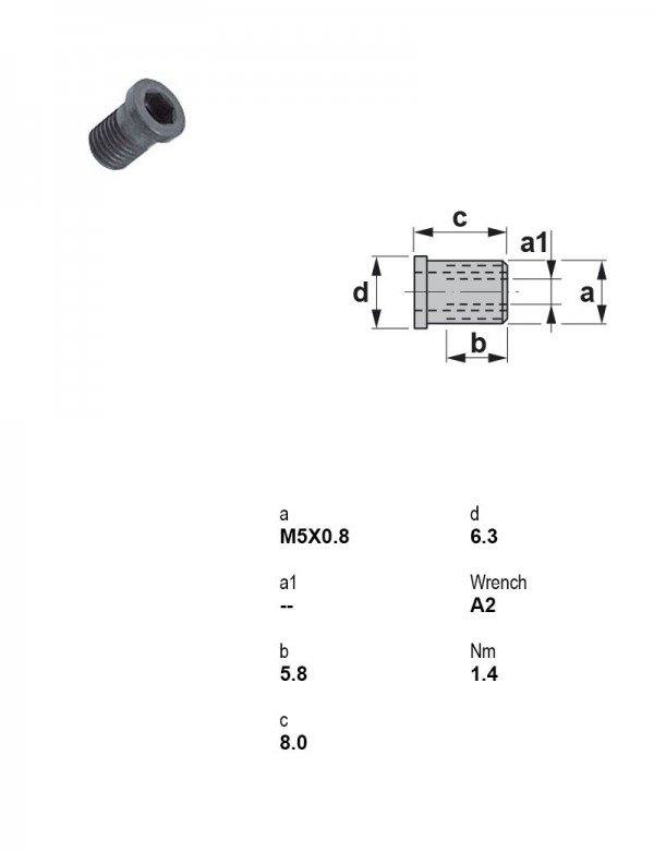 Винт под шестигранник M5×0,8 1764