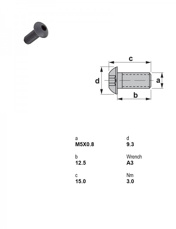 Винт под шестигранник M5×0,8 1815