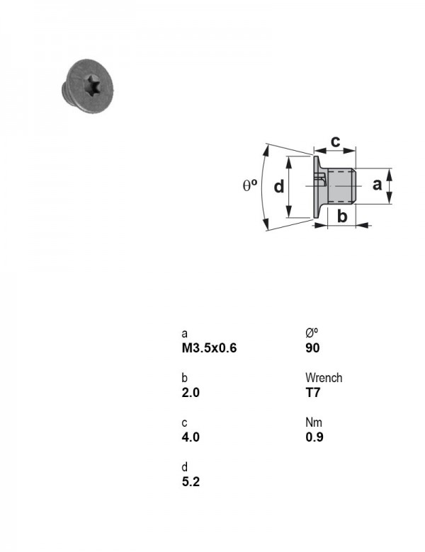 Винт Torx M3,5×0,6 1835