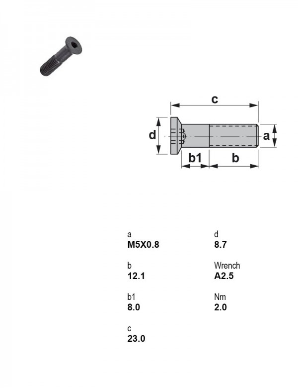 Винт под шестигранник M5×0,8 1915