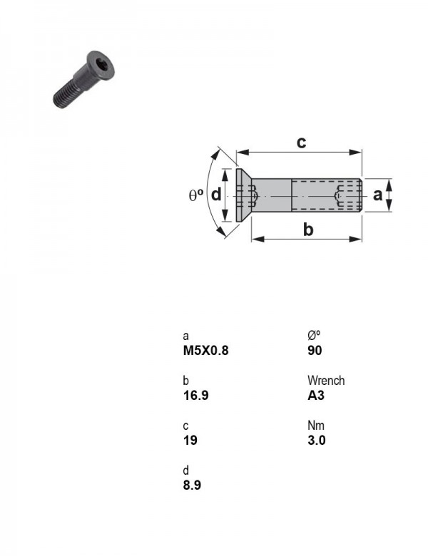 Винт под шестигранник M5×0,8 1955