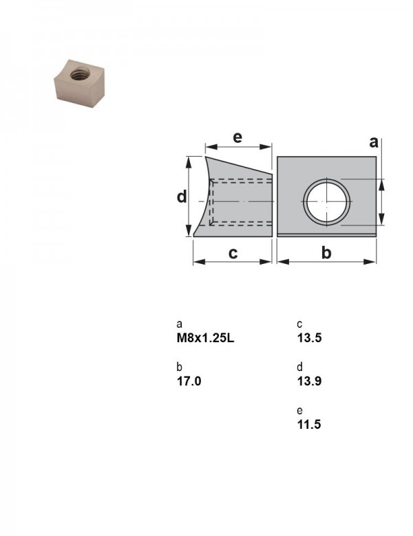 Клин M8×1.25, левый