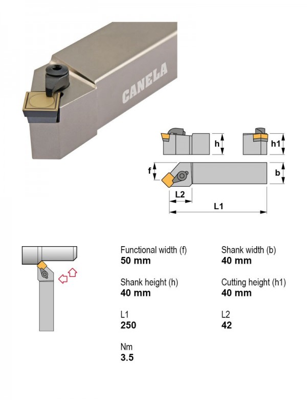 Державка токарная, 40X40, 45°, правое