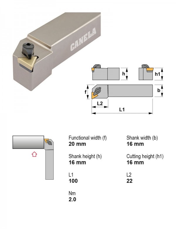 Державка токарная, 16X16, 90°, правое