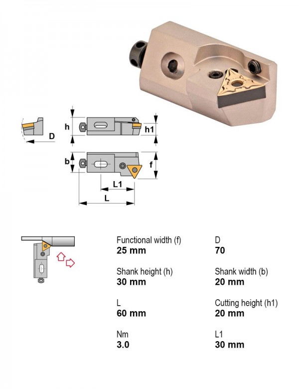 Оправка расточная, 60°, левое