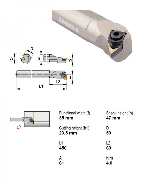 Оправка расточная Ø50 мм, 90°, левое