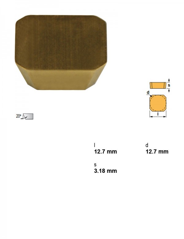 Пластина фрезерная, квадратная 90°, IC 12,7 мм, сплав TIN25