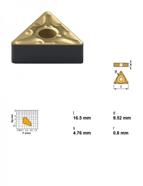 Пластина токарная, треугольная 60°, IC 9,52 мм, сплав TN15