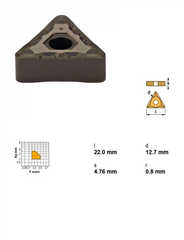 Пластина токарная, треугольная 60°, IC 12,7 мм, сплав TK15