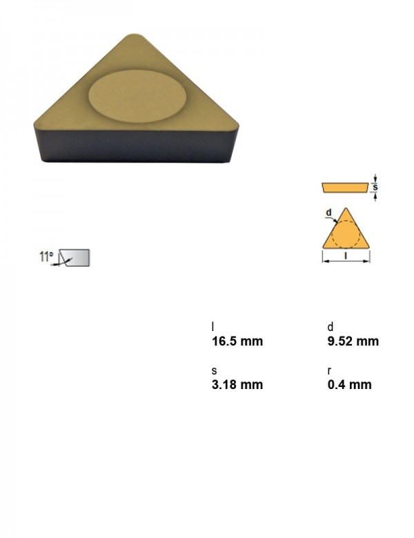 Пластина фрезерная, треугольная 60°, IC 9,52 мм, сплав TL20