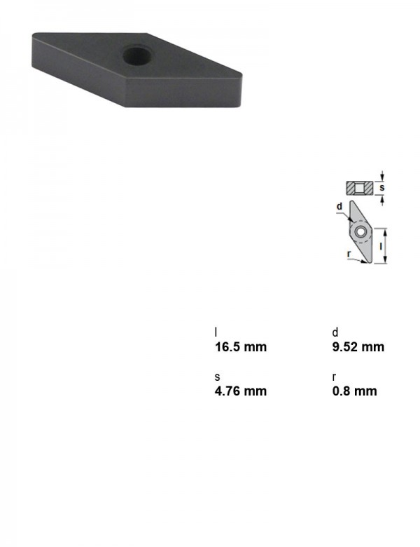 Пластина токарная, ромбическая 35°, IC 9,52 мм, сплав CC7