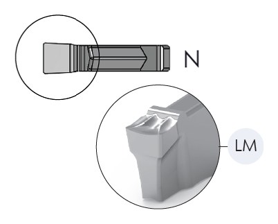 Пластина канавочная D-GROOVING DEK.N2020.LM, короткая однокромочная, стружколом LM, ширина 2 мм, R 0,2 мм, сплав K06P
