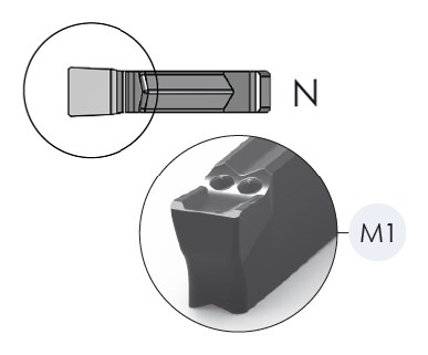 Пластина канавочная D-GROOVING DEK.N2020.M1, короткая однокромочная, стружколом M1, ширина 2 мм, R 0,2 мм, сплав P04C