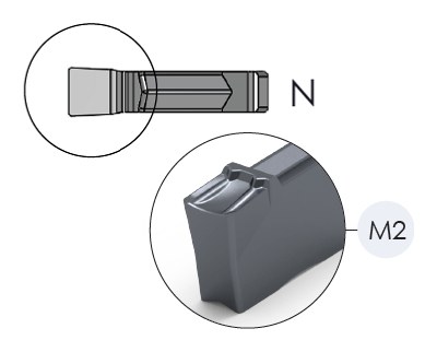 Пластина канавочная D-GROOVING DEK.N2020.M2, короткая однокромочная, стружколом M2, ширина 2 мм, R 0,2 мм, сплав VP12