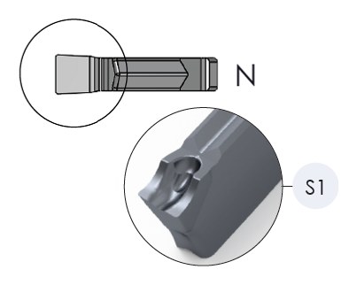 Пластина канавочная D-GROOVING DEK.N2020.S1, короткая однокромочная, стружколом S1, ширина 2 мм, R 0,2 мм, сплав VP12