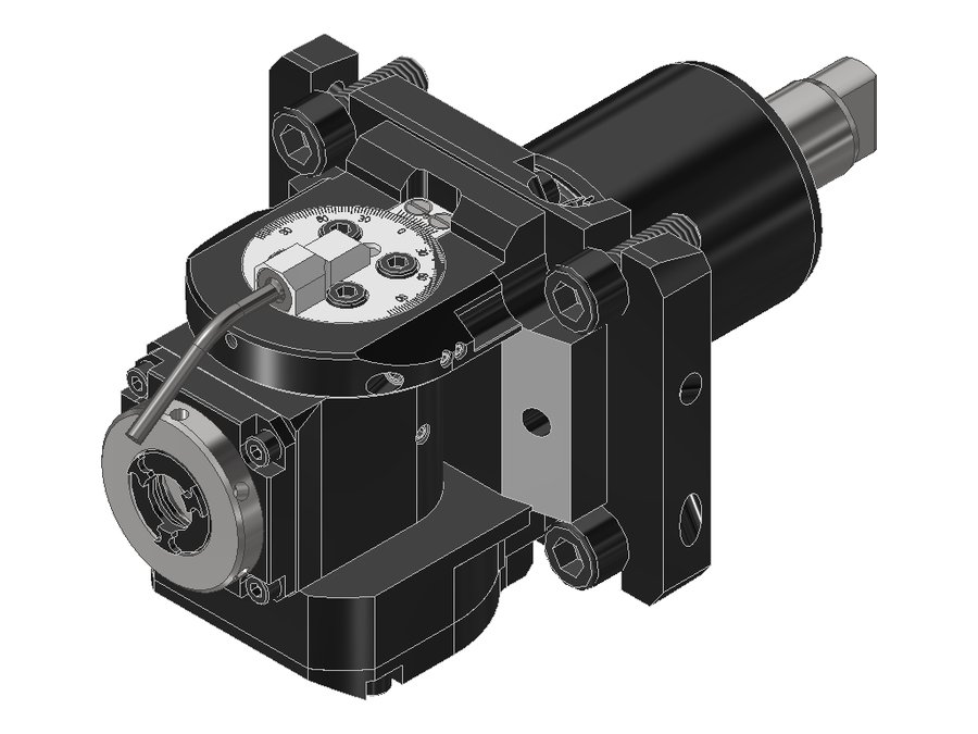 Головка приводная поворотная EWS 63.55.416LT2000V16IM, хвостовик Ø55,револьвер V16, паз 4 мм, под цанги ER16 (Ø1–10 мм), код 160 426E