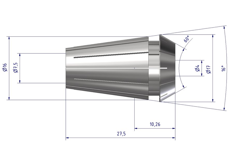 Цанга ER16 EWS 160 426E UP-Ø 4, Ø4 мм, прецизионная (UP), биение ≤ 0,005 мм